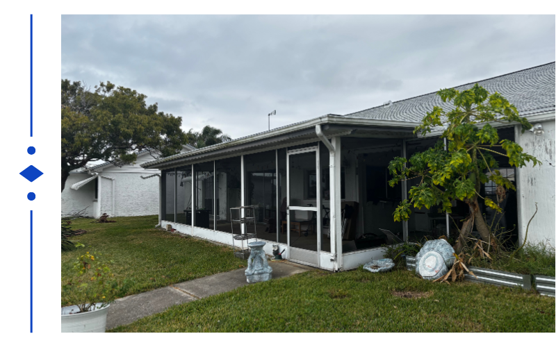 A home with an outside addition